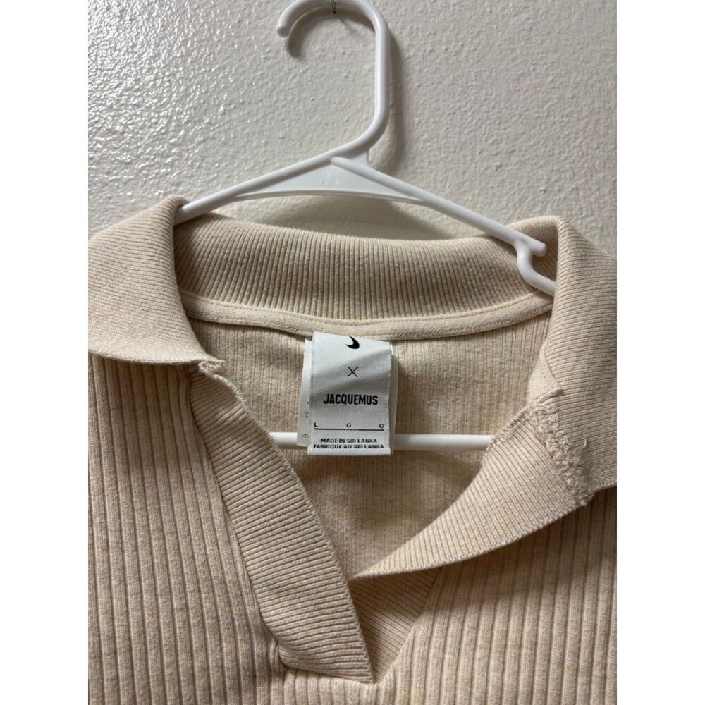Jacquemus x Nike Le Polo Open back polo top size Large Cream Tan Sold Out - Picture 7 of 7